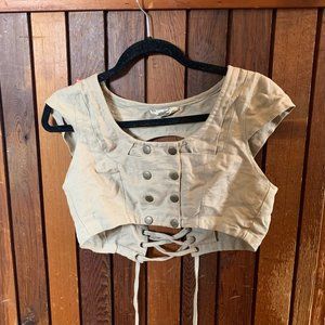 100% Linen crop - 'Amber Vest' - S/M